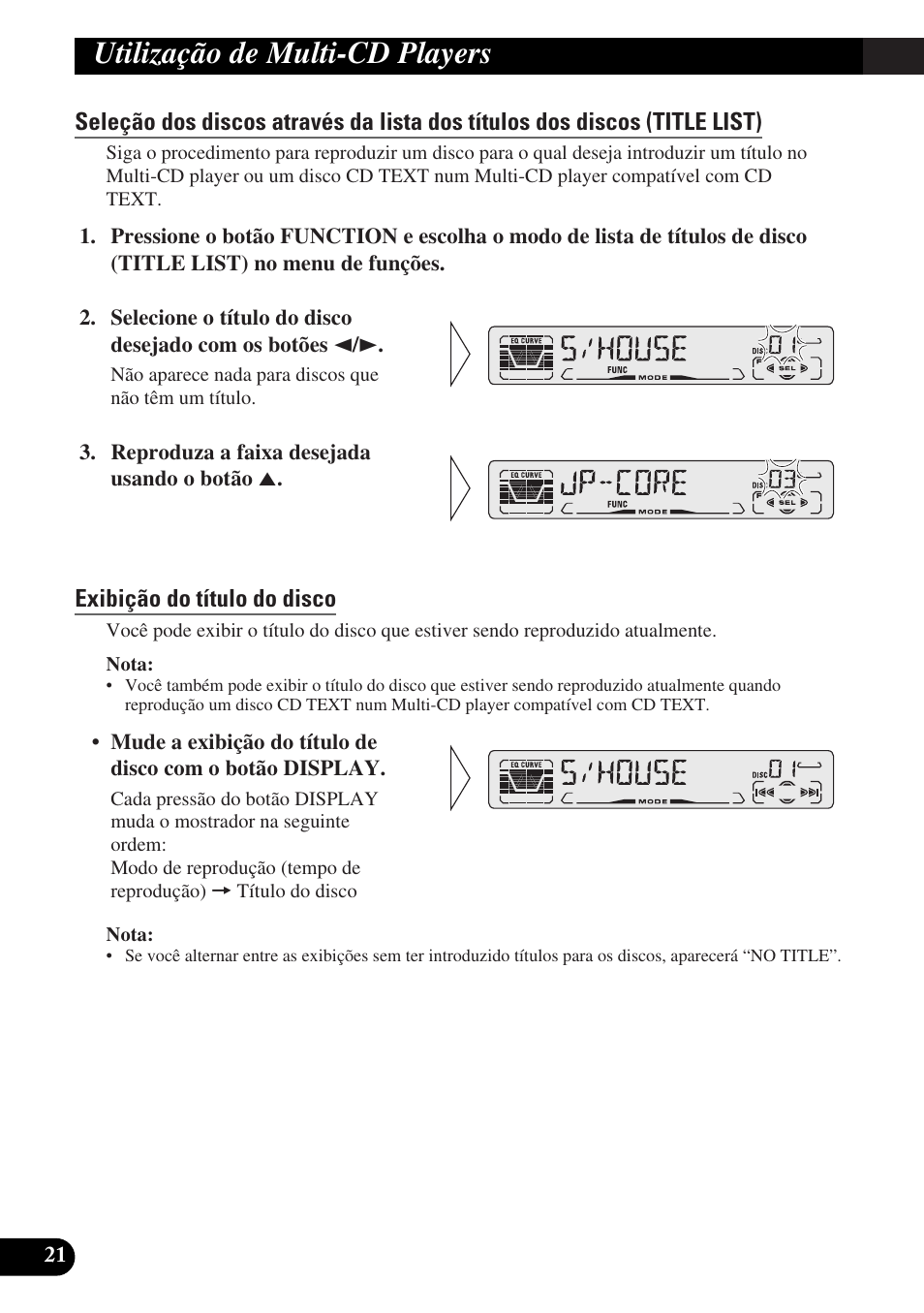 Exibição do título do disco, Compressão e dbe (comp/dbe), Ativação/desativação das funções comp/dbe | Função cd text (para tipo compatível, Com cd text), Mudança da exibição do título, Utilização de multi-cd players | Pioneer DEH-P3150-B User Manual | Page 98 / 116