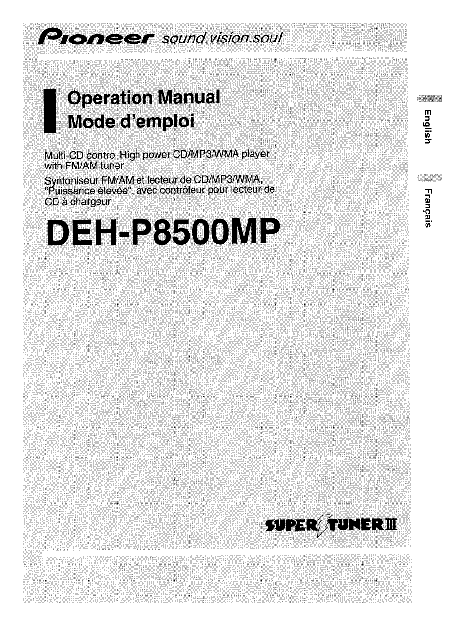 Pioneer SUPER TUNERIII DEH-P8500MP User Manual | 63 pages
