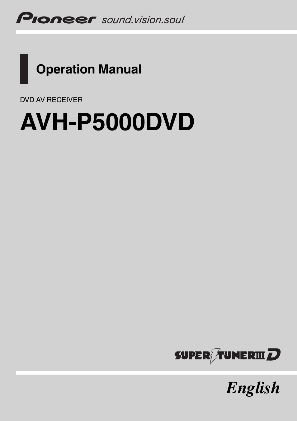 Pioneer AVH-P5000DVD User Manual | 103 pages