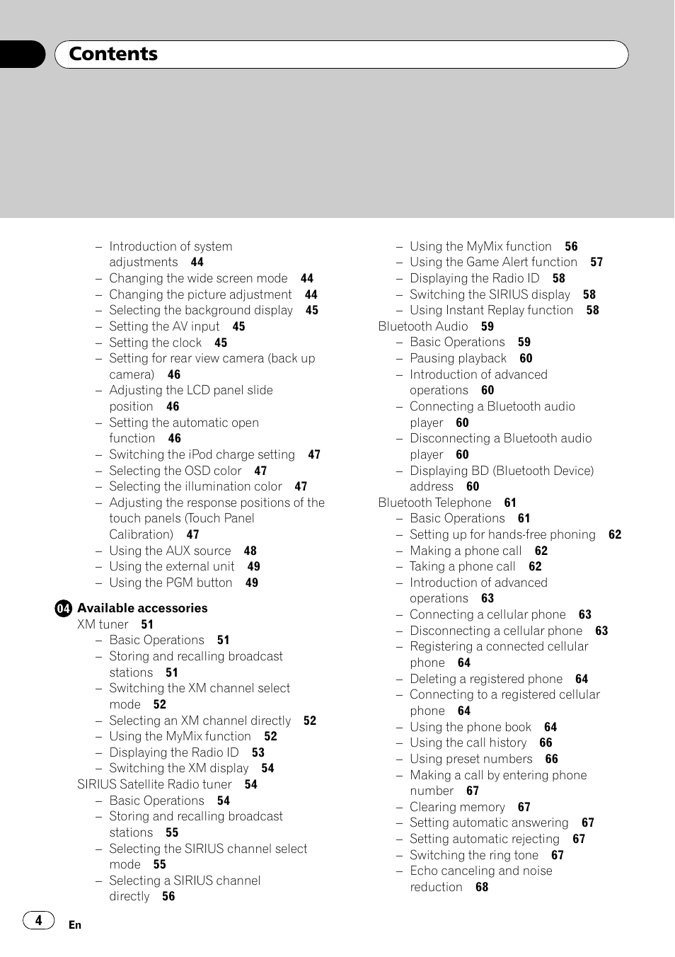 Pioneer AVH-P5000DVD User Manual | Page 4 / 103