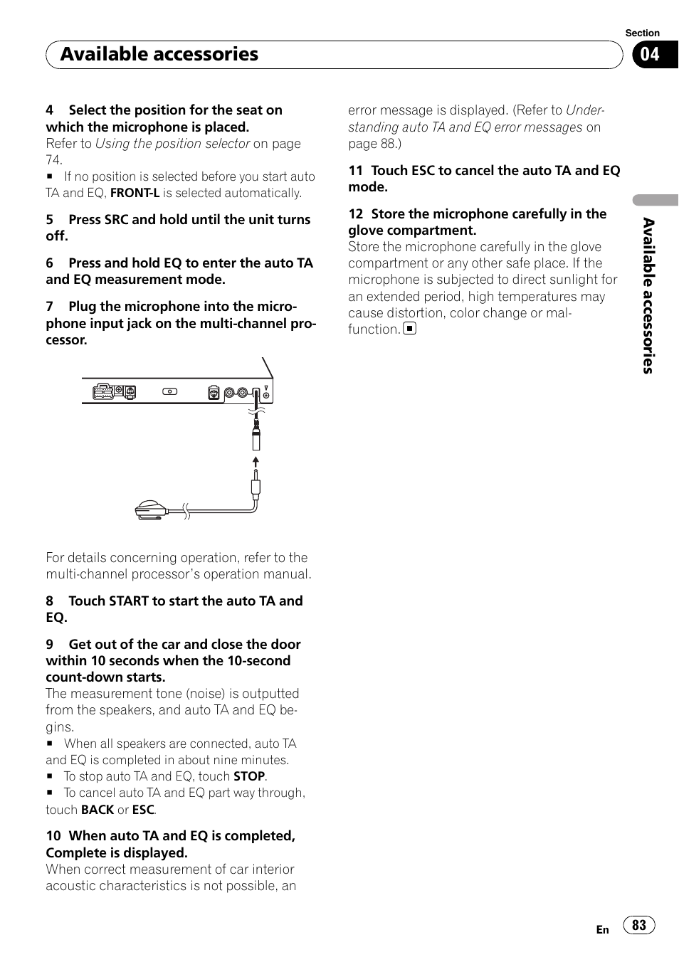 Available accessories | Pioneer AVH-P5000DVD User Manual | Page 83 / 103