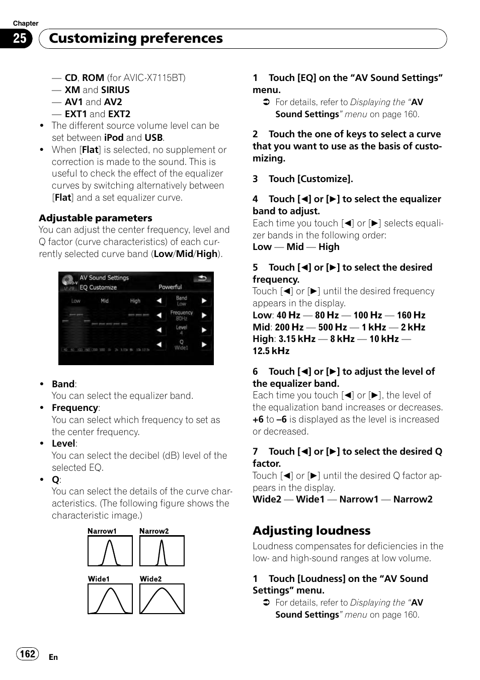 Adjusting loudness 162, Customizing preferences, Adjusting loudness | Pioneer AVIC-X9115BT User Manual | Page 162 / 215