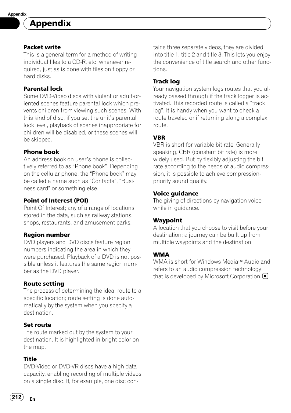 Appendix | Pioneer AVIC-X9115BT User Manual | Page 212 / 215