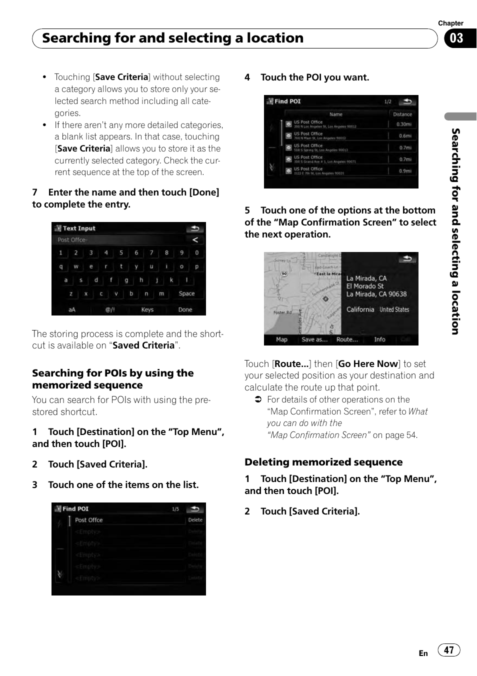 Searching for and selecting a location | Pioneer AVIC-X9115BT User Manual | Page 47 / 215