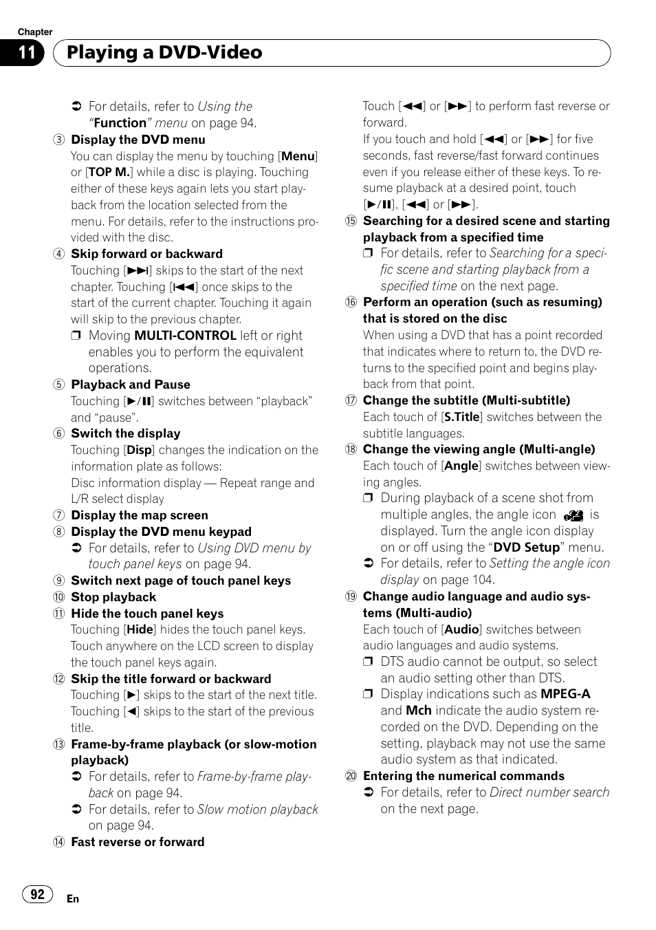 Playing a dvd-video | Pioneer AVIC-X9115BT User Manual | Page 92 / 215
