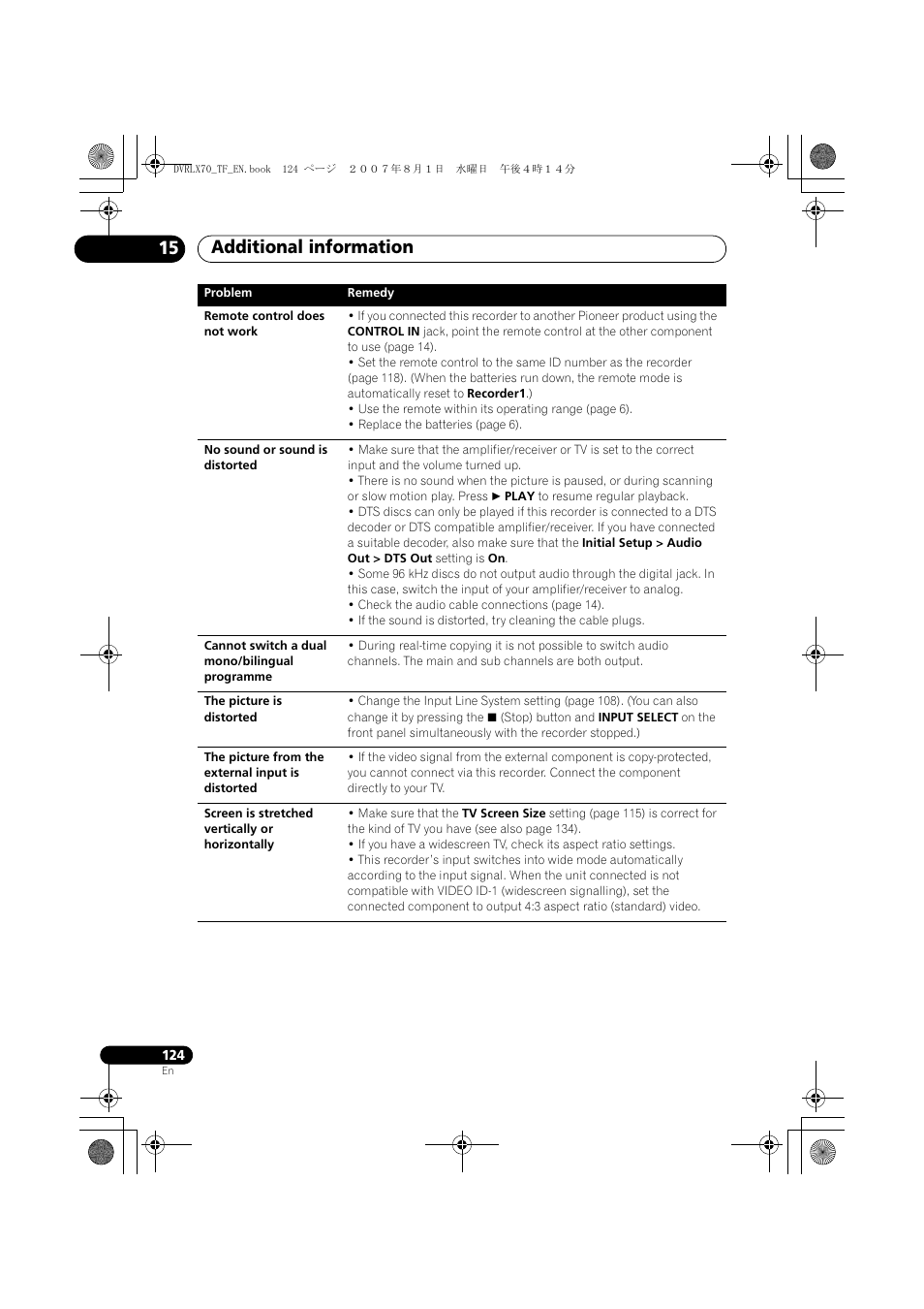 Additional information 15 | Pioneer DVR-LX70 User Manual | Page 124 / 139
