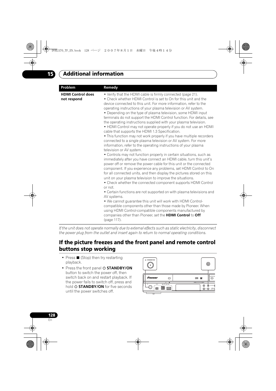 Additional information 15 | Pioneer DVR-LX70 User Manual | Page 128 / 139