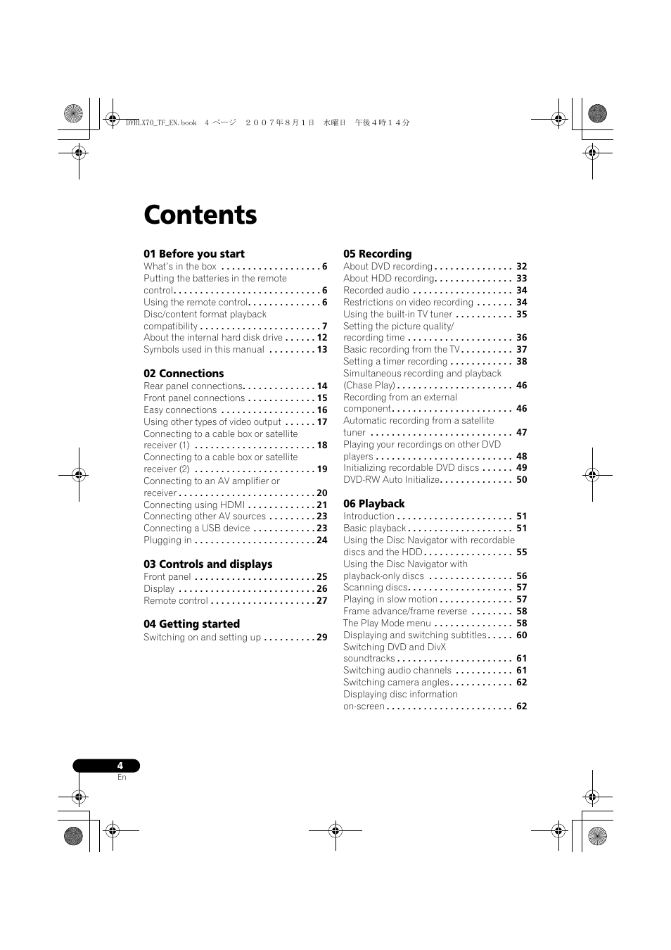 Pioneer DVR-LX70 User Manual | Page 4 / 139