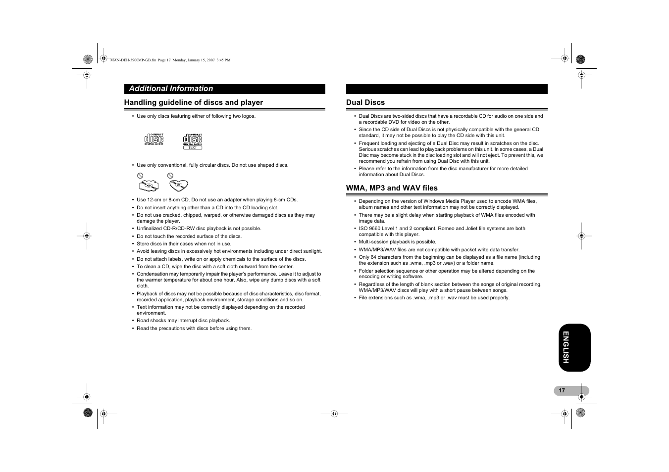 Pioneer DEH-3900MP User Manual | Page 17 / 20