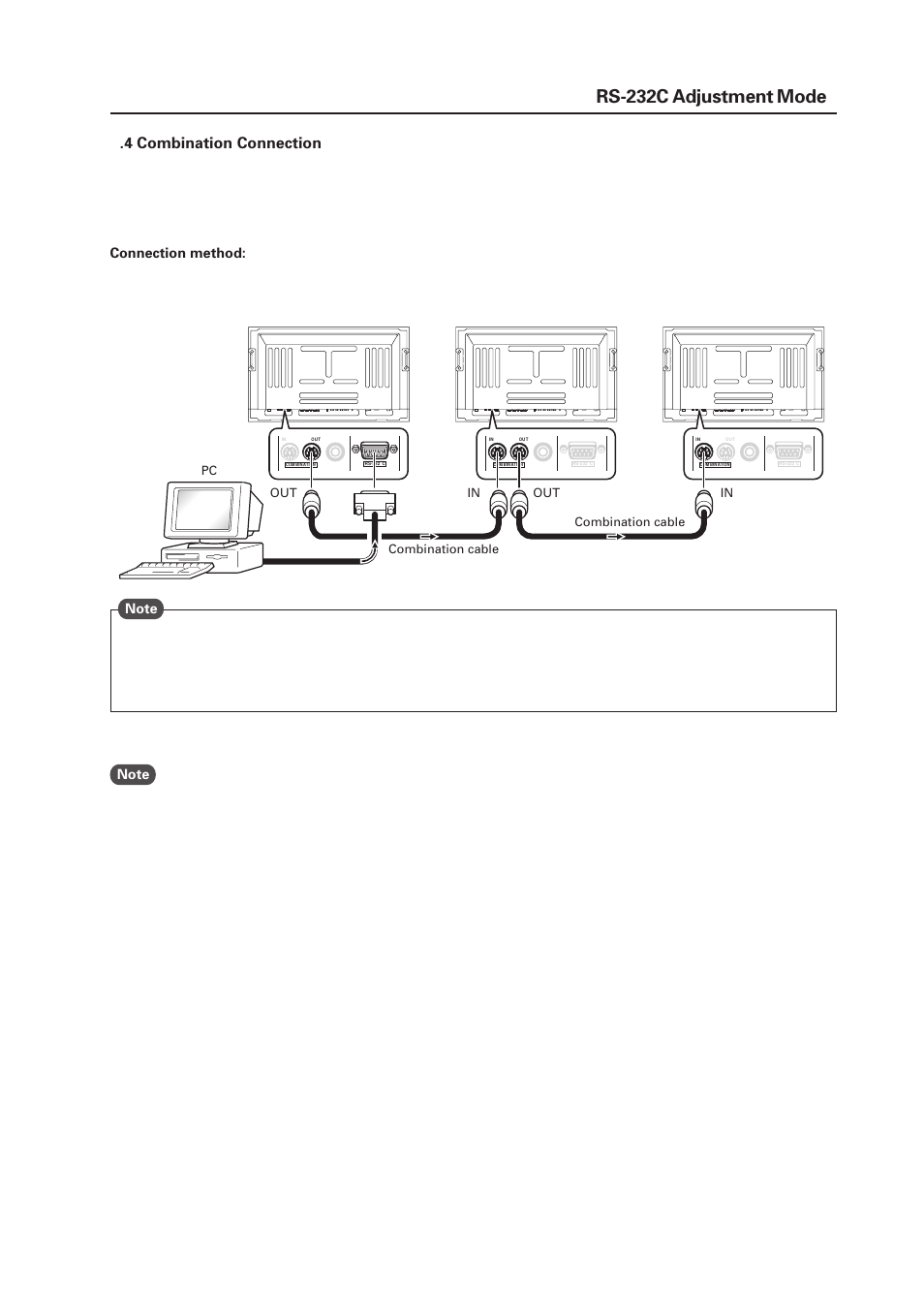 Rs-232c adjustment mode, 4 combination connection | Pioneer PDP-505CMX Plasma Display Panel RS-232 User Manual | Page 5 / 22