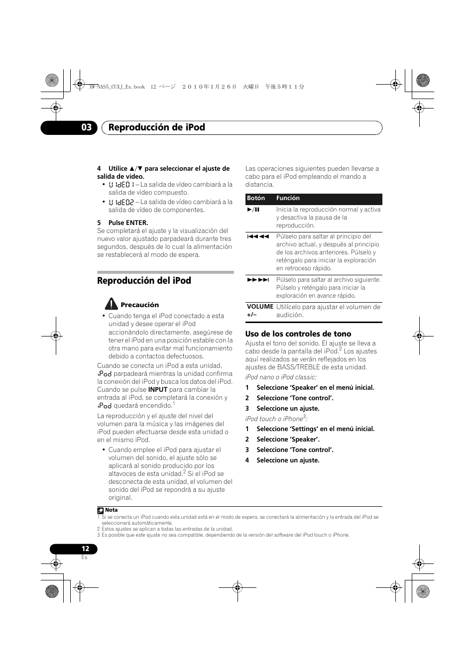 Reproducción del ipod, Uso de los controles de tono, Reproducción de ipod 03 | Pioneer XW-NAS5 User Manual | Page 60 / 80