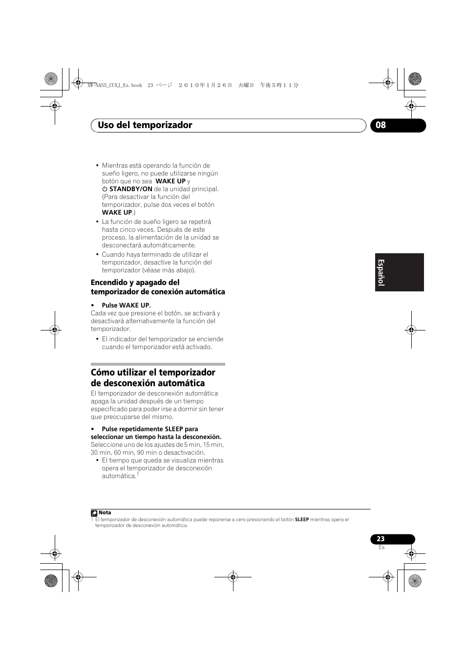 Uso del temporizador 08 | Pioneer XW-NAS5 User Manual | Page 71 / 80