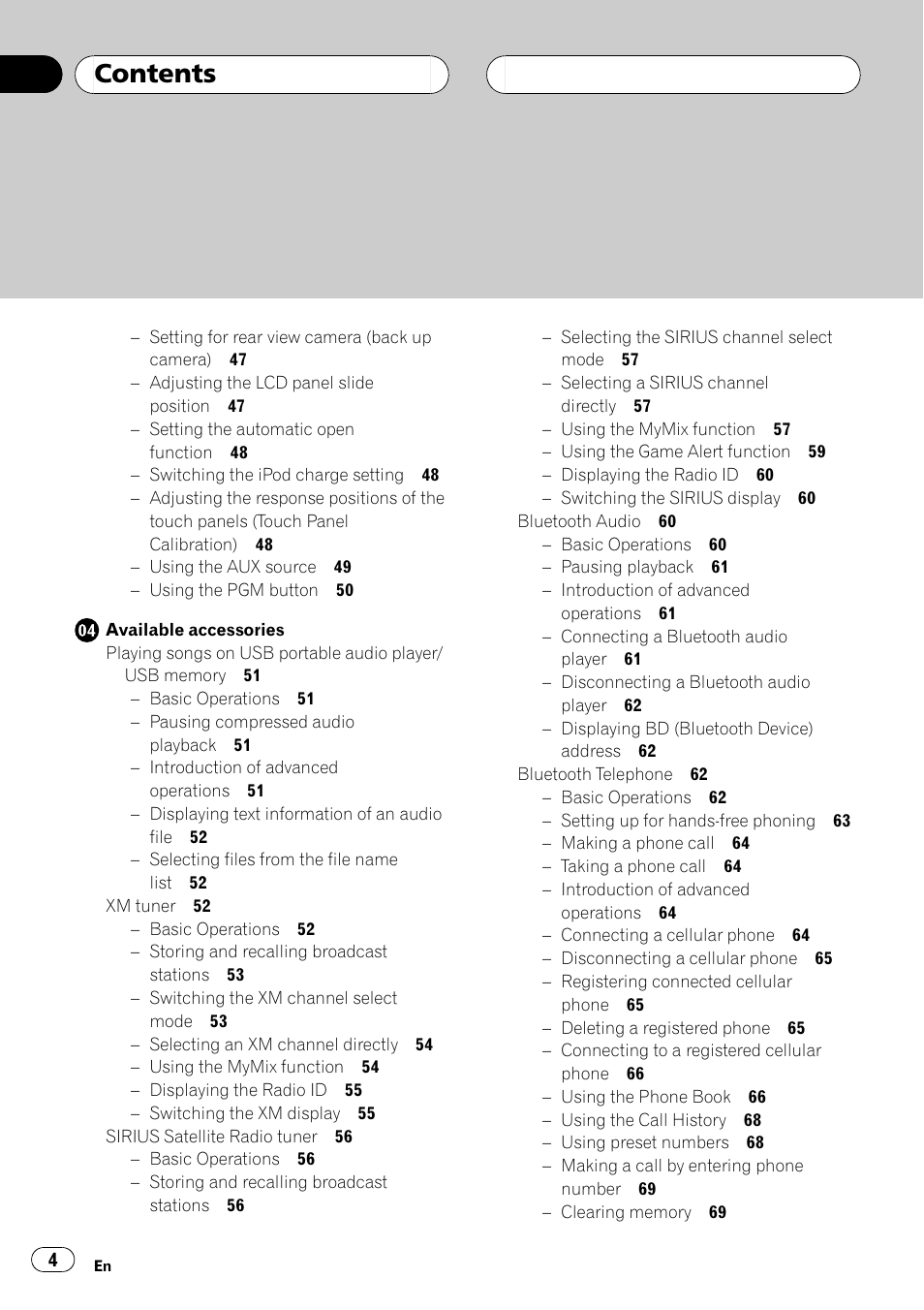 Pioneer AVH-P5900D User Manual | Page 4 / 106