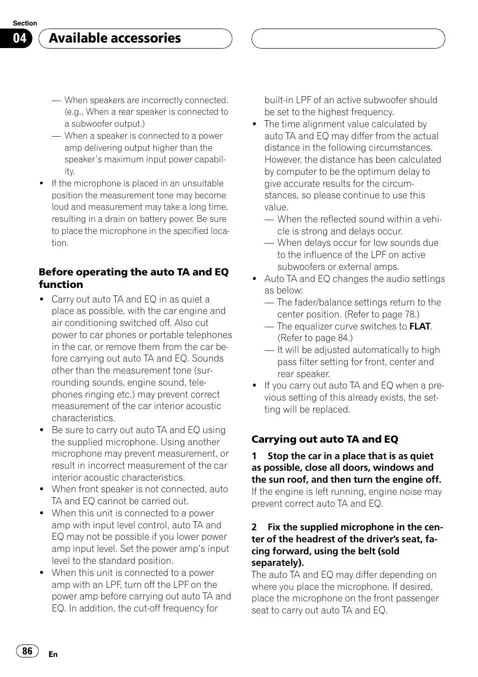 Available accessories | Pioneer AVH-P5900D User Manual | Page 86 / 106