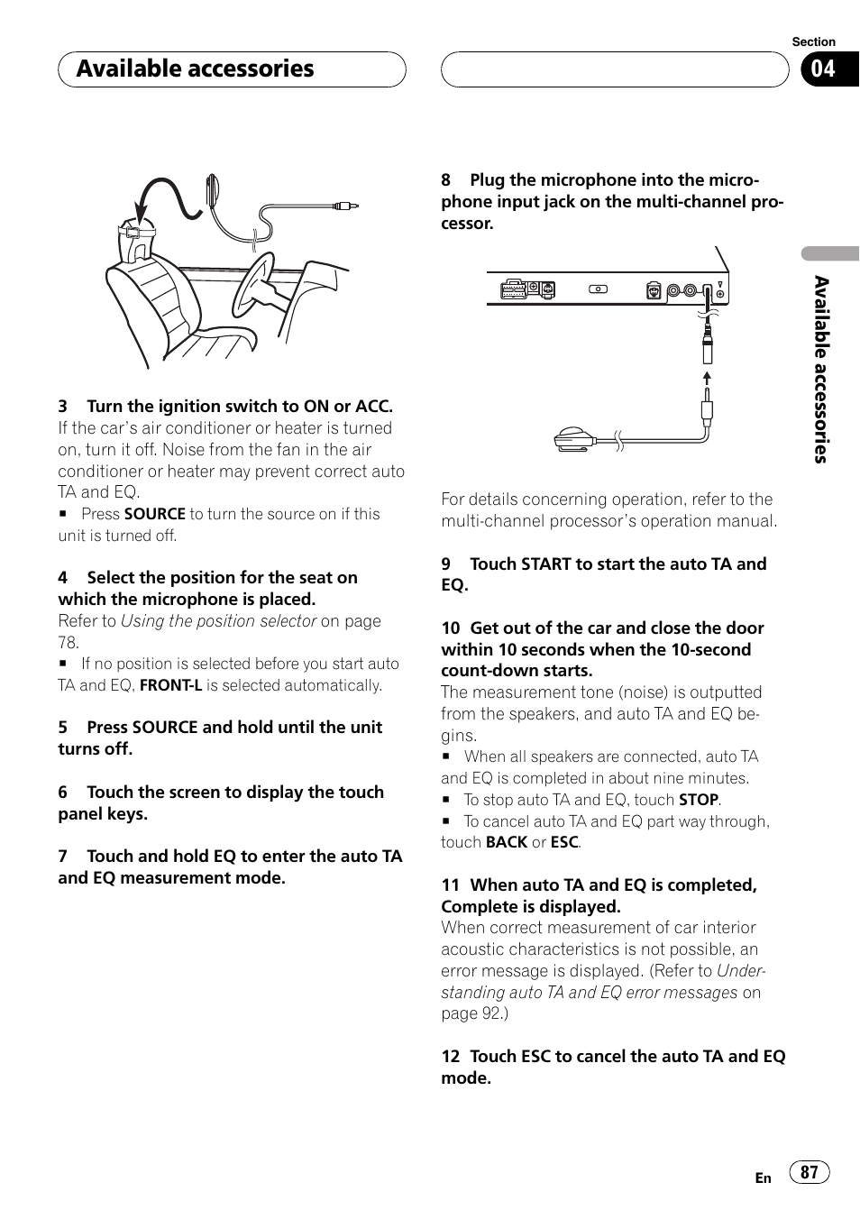 Available accessories | Pioneer AVH-P5900D User Manual | Page 87 / 106