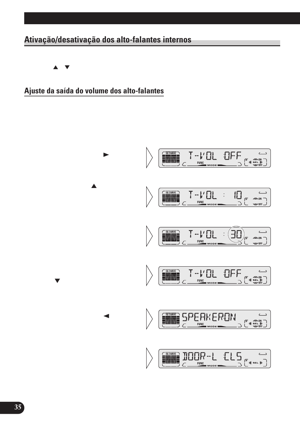 Ativação/desativação dos alto-falantes, Internos, Ajuste da saída do volume dos alto-falantes | Função do alarme dfs, Ativação/desativação dos alto-falantes internos | Pioneer DEH-P4150 User Manual | Page 120 / 128