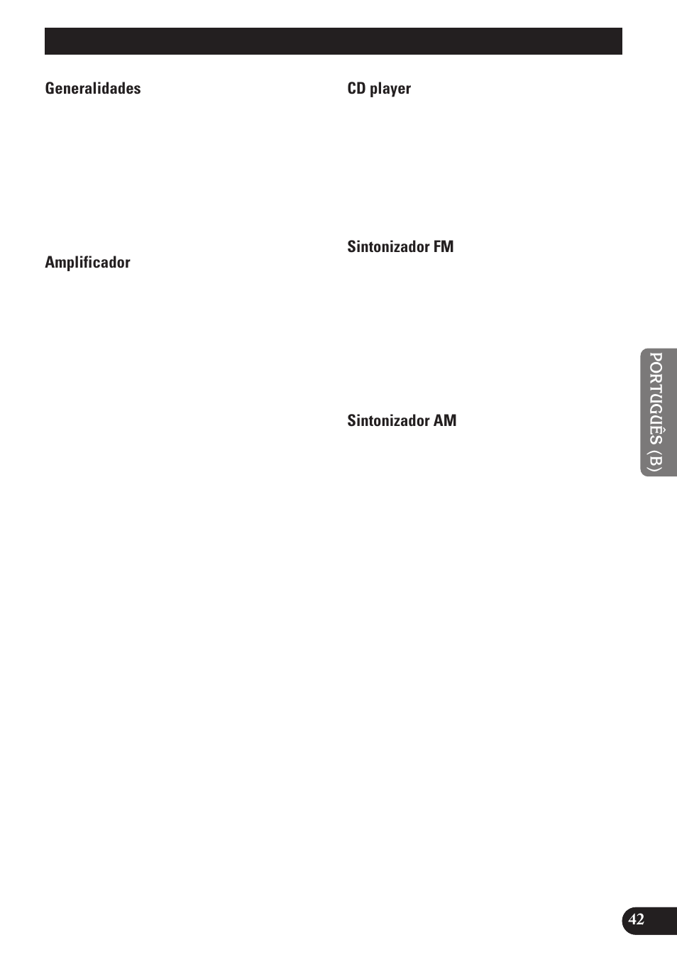 Especificações | Pioneer DEH-P4150 User Manual | Page 127 / 128