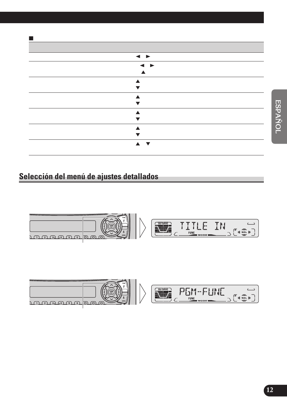 Selección del menú de ajustes detallados | Pioneer DEH-P4150 User Manual | Page 55 / 128