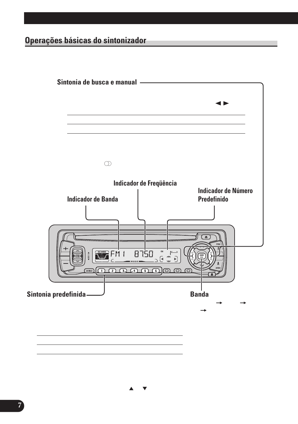 Operações básicas do sintonizador, Sintonia de busca e manual, Sintonia predefinida | Banda, Operações básicas | Pioneer DEH-P4150 User Manual | Page 92 / 128