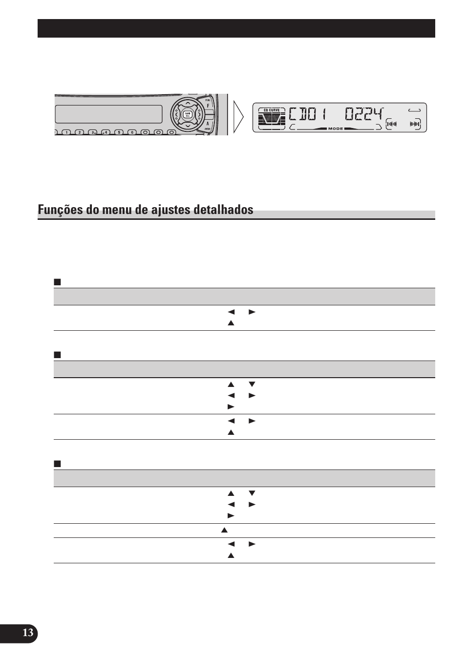 Funções do menu de ajustes detalhados, Operações básicas | Pioneer DEH-P4150 User Manual | Page 98 / 128