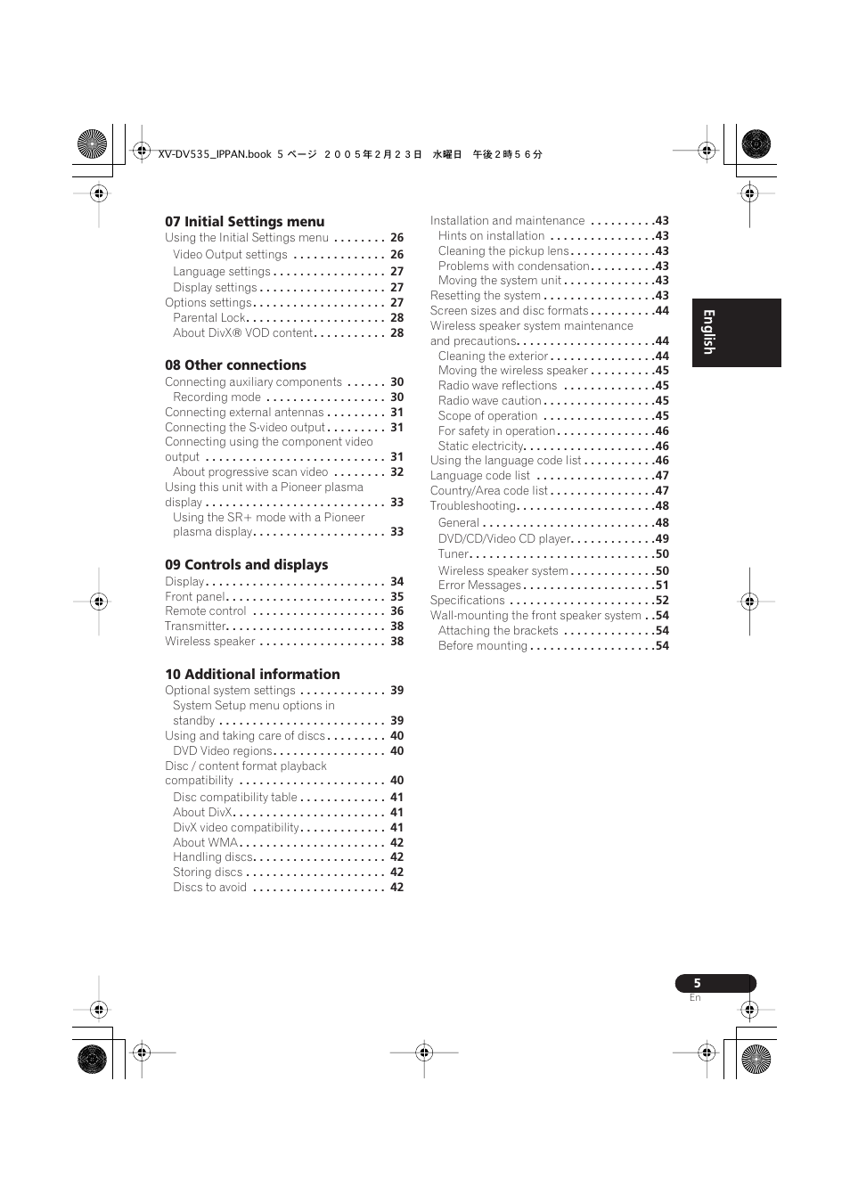 Pioneer XV-DV535 User Manual | Page 5 / 109