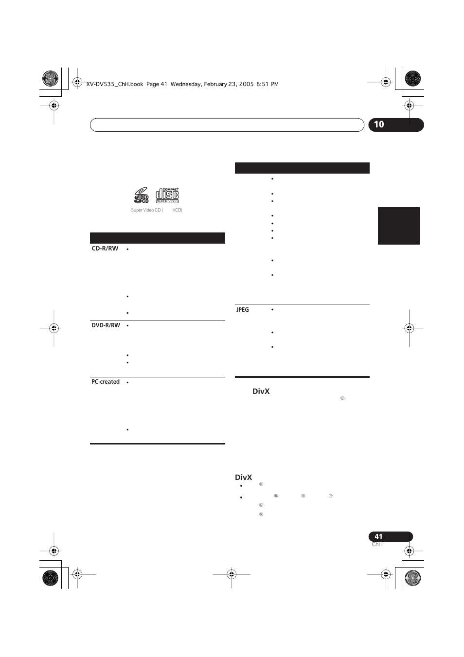 Divx | Pioneer XV-DV535 User Manual | Page 95 / 109