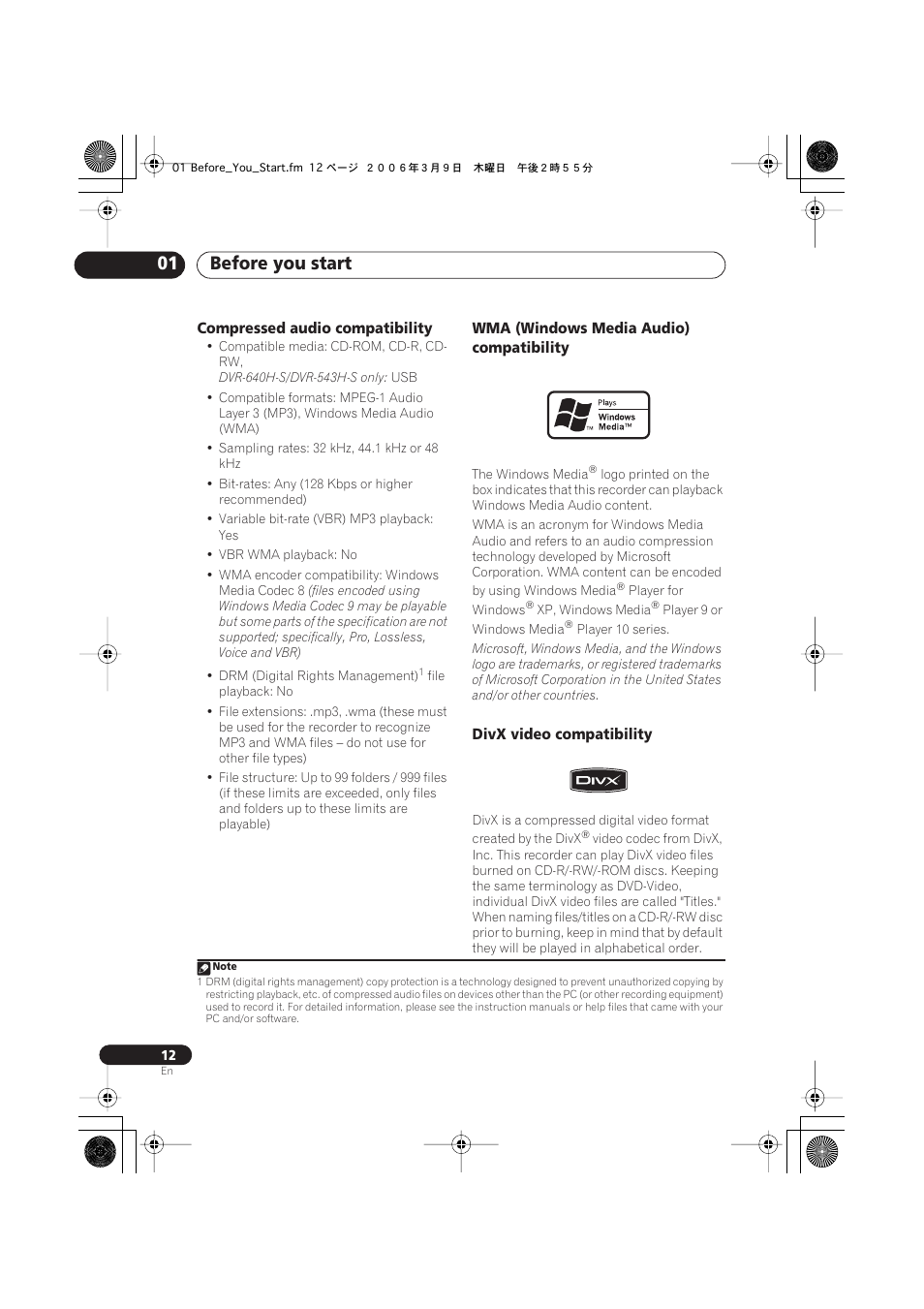 Before you start 01 | Pioneer DVR-540H-S User Manual | Page 12 / 135