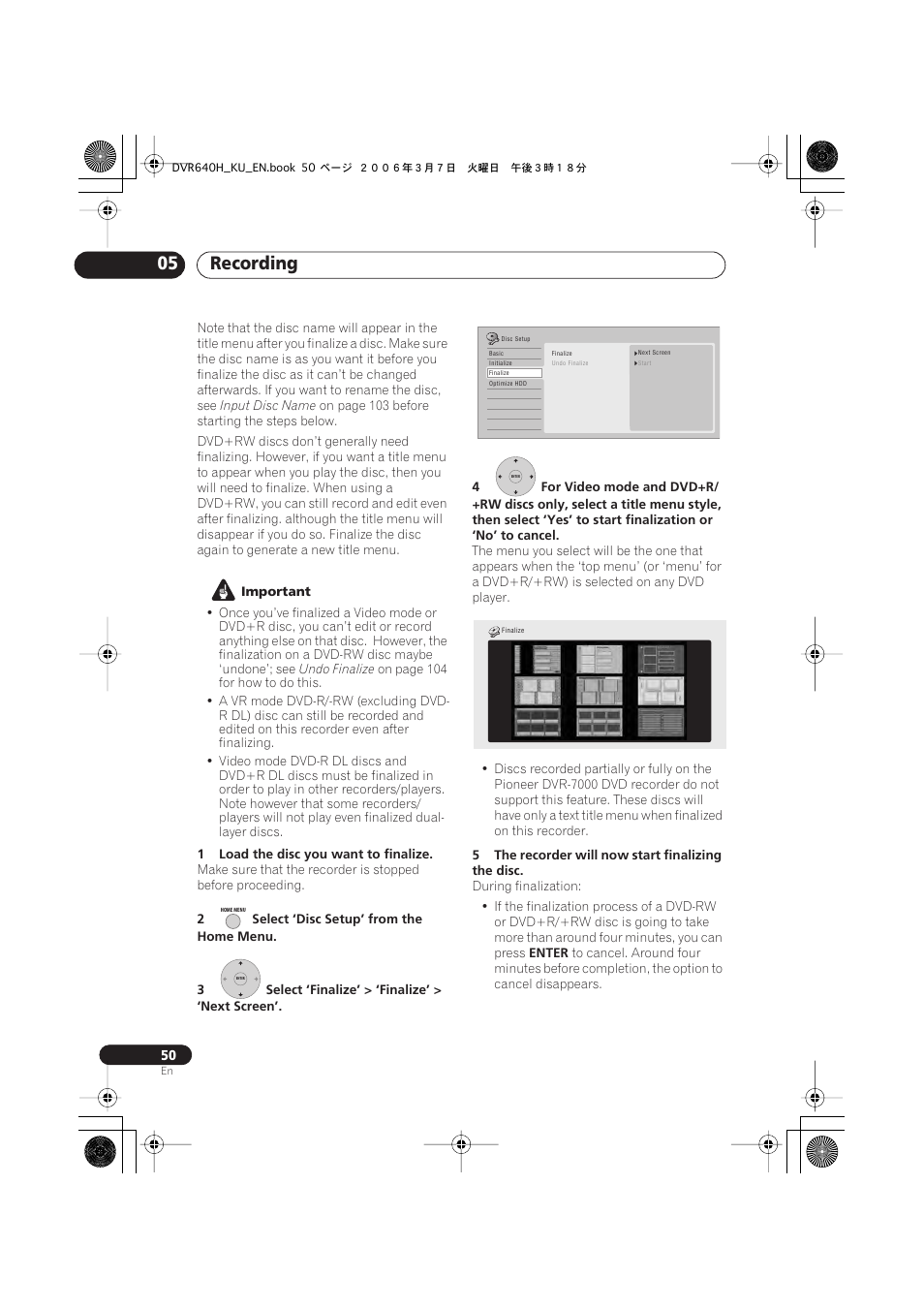 Recording 05 | Pioneer DVR-540H-S User Manual | Page 50 / 135