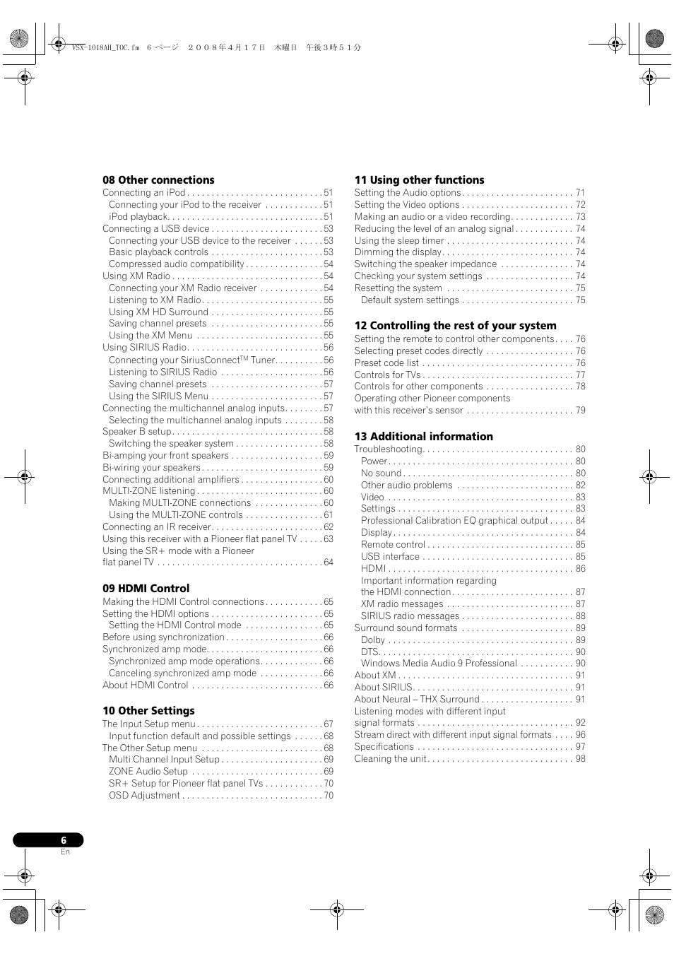 Pioneer VSX-1018AH-K 7 User Manual | Page 6 / 100