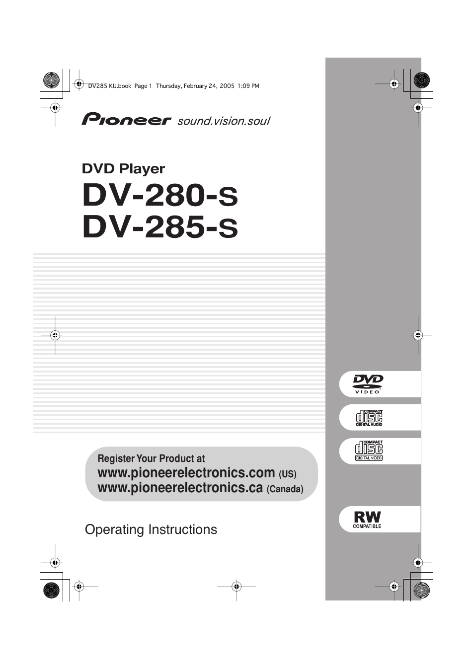 Pioneer DV-280-S User Manual | 42 pages
