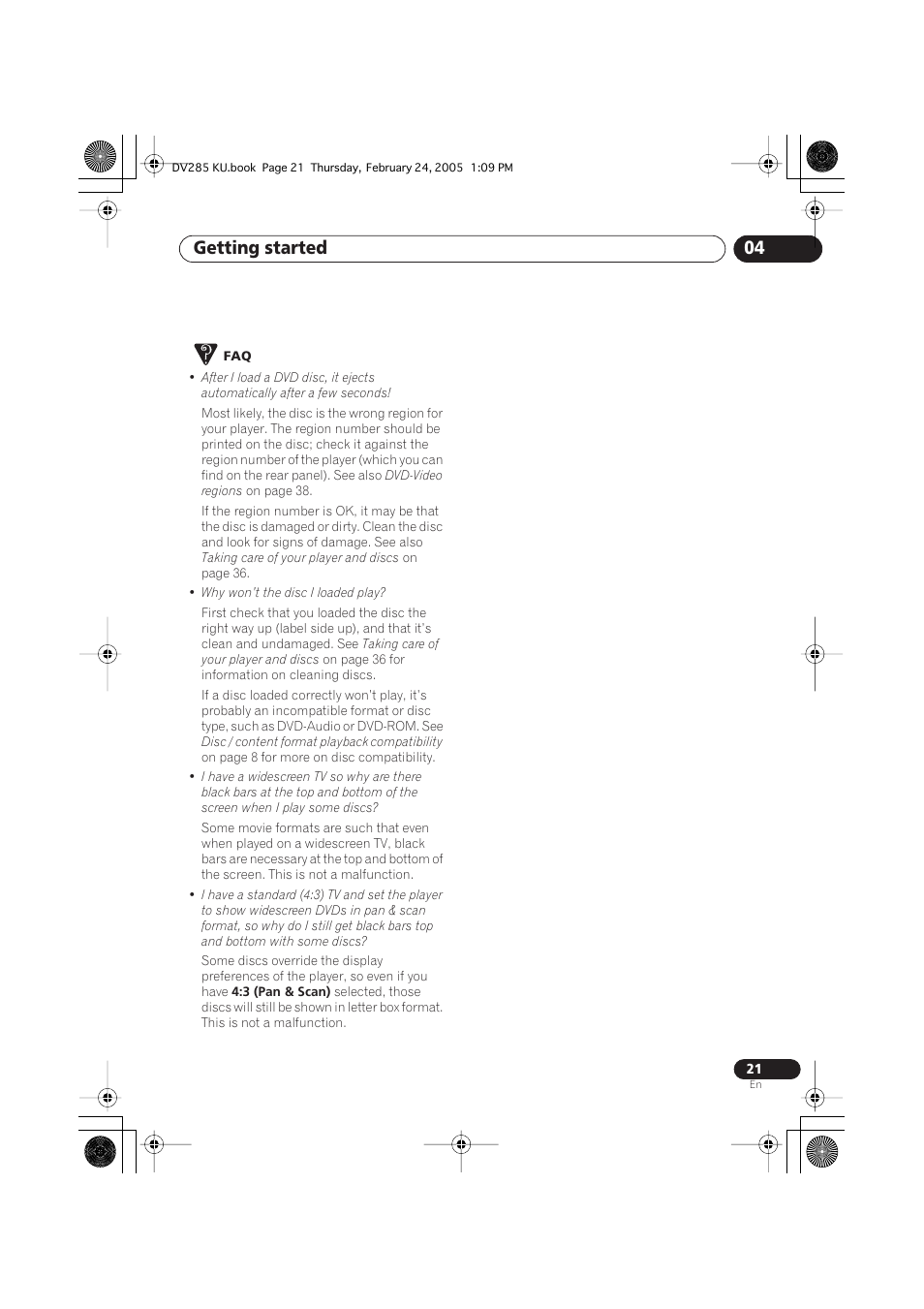 Getting started 04 | Pioneer DV-280-S User Manual | Page 21 / 42