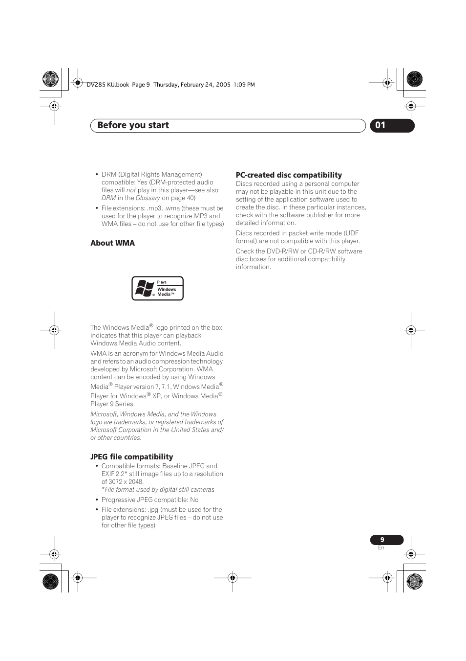 Before you start 01 | Pioneer DV-280-S User Manual | Page 9 / 42