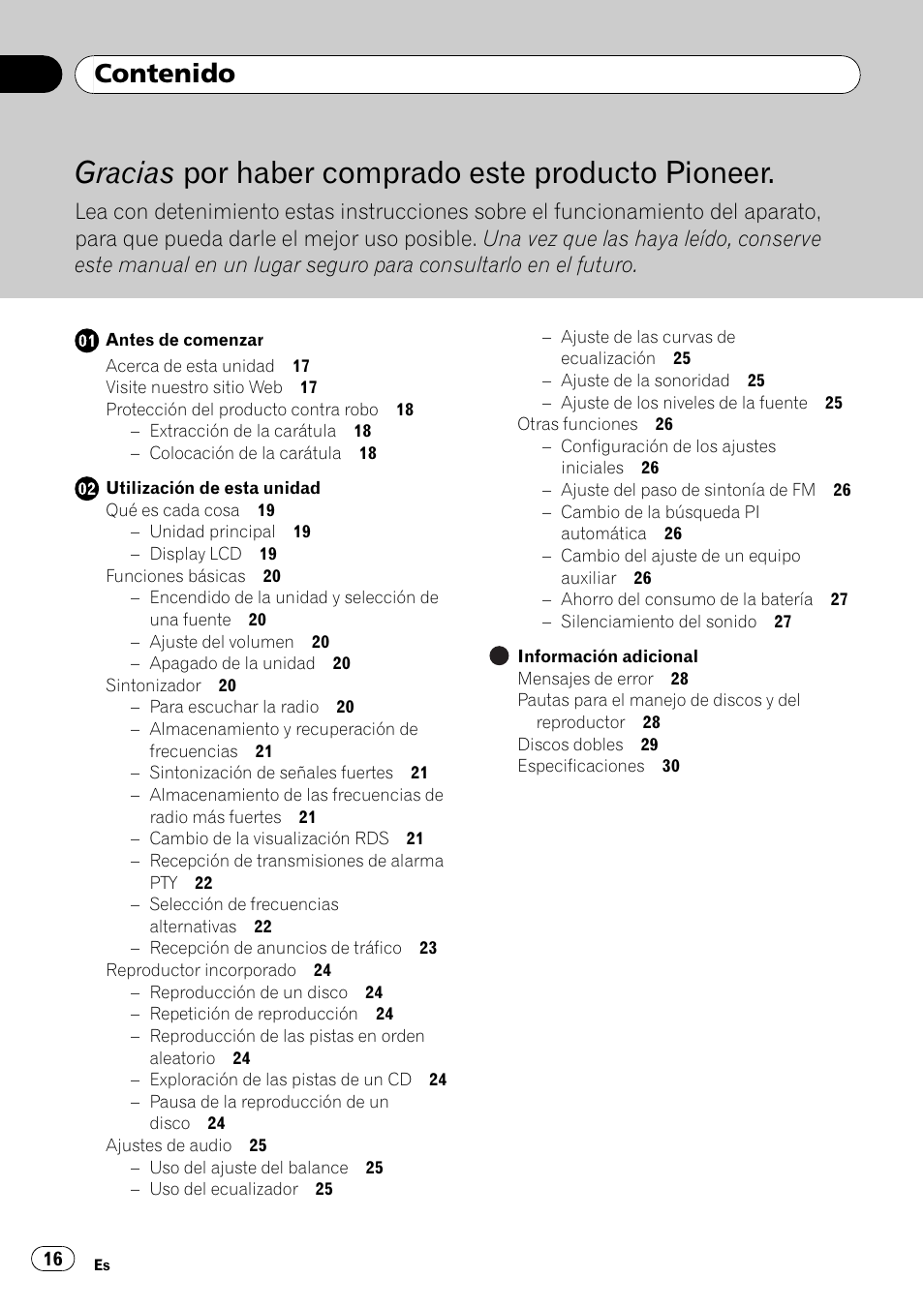 Pioneer DEH-1000E User Manual | Page 16 / 107