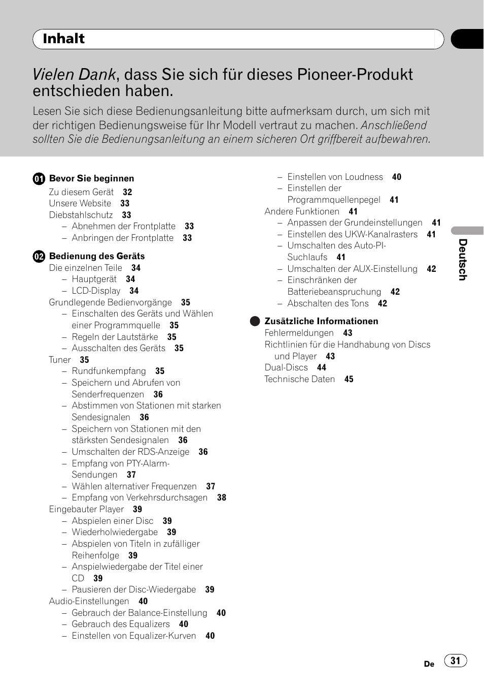 Pioneer DEH-1000E User Manual | Page 31 / 107