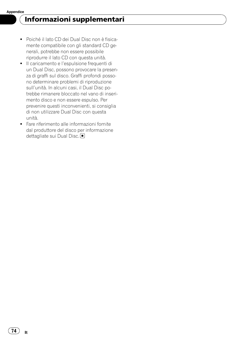 Informazioni supplementari | Pioneer DEH-1000E User Manual | Page 74 / 107