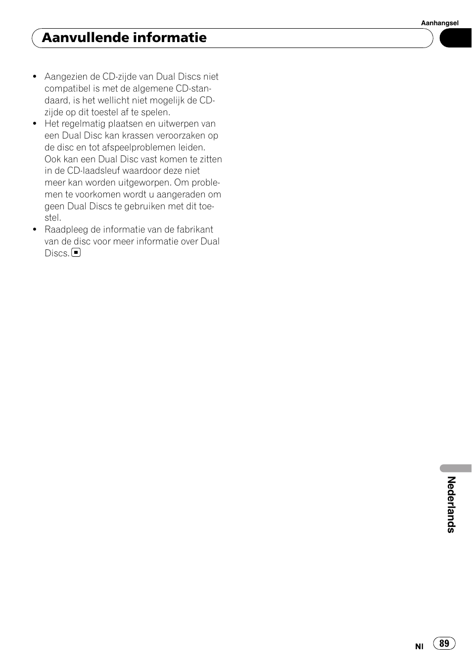 Aanvullende informatie | Pioneer DEH-1000E User Manual | Page 89 / 107
