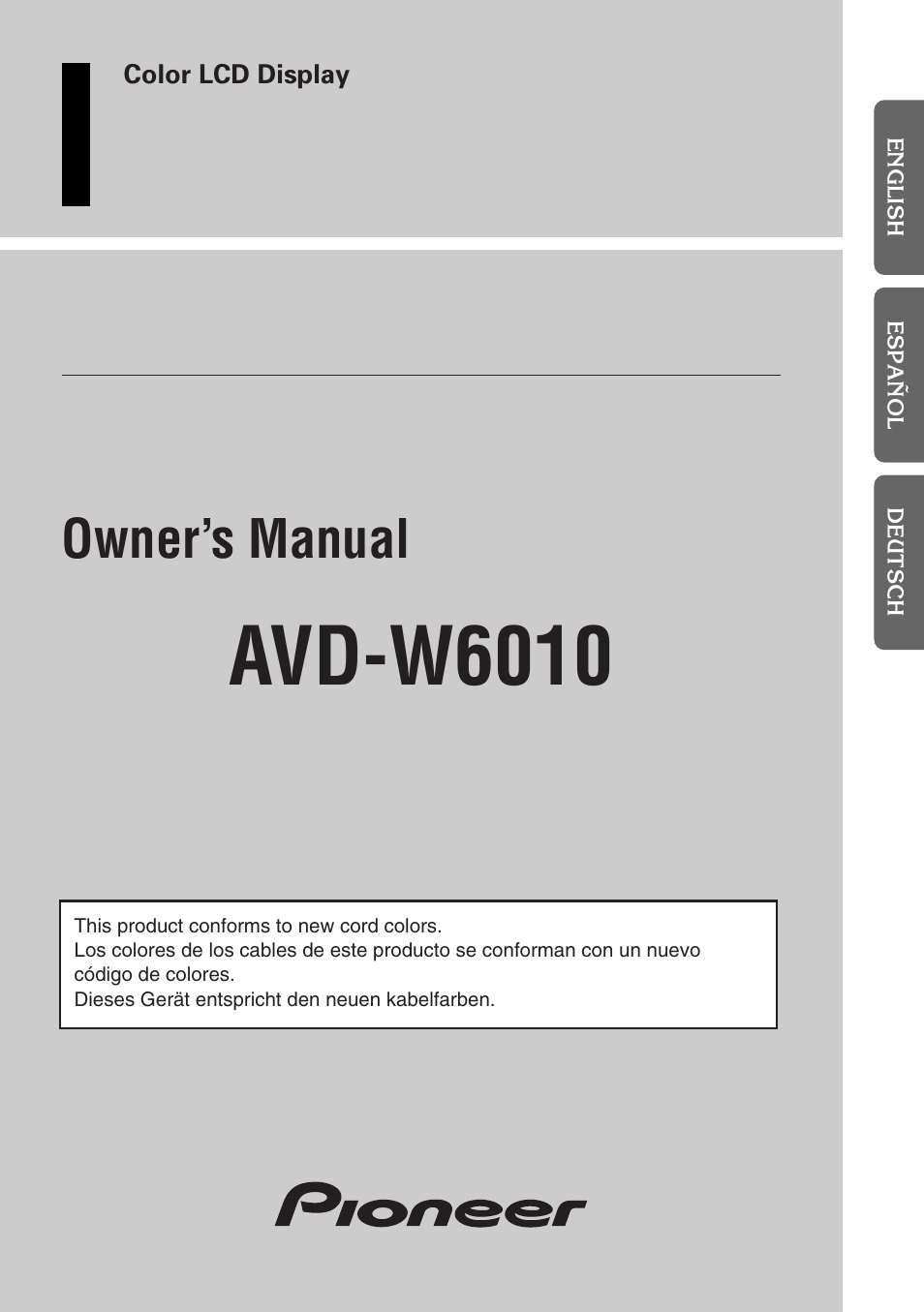 Pioneer AVD-W6010 User Manual | 112 pages