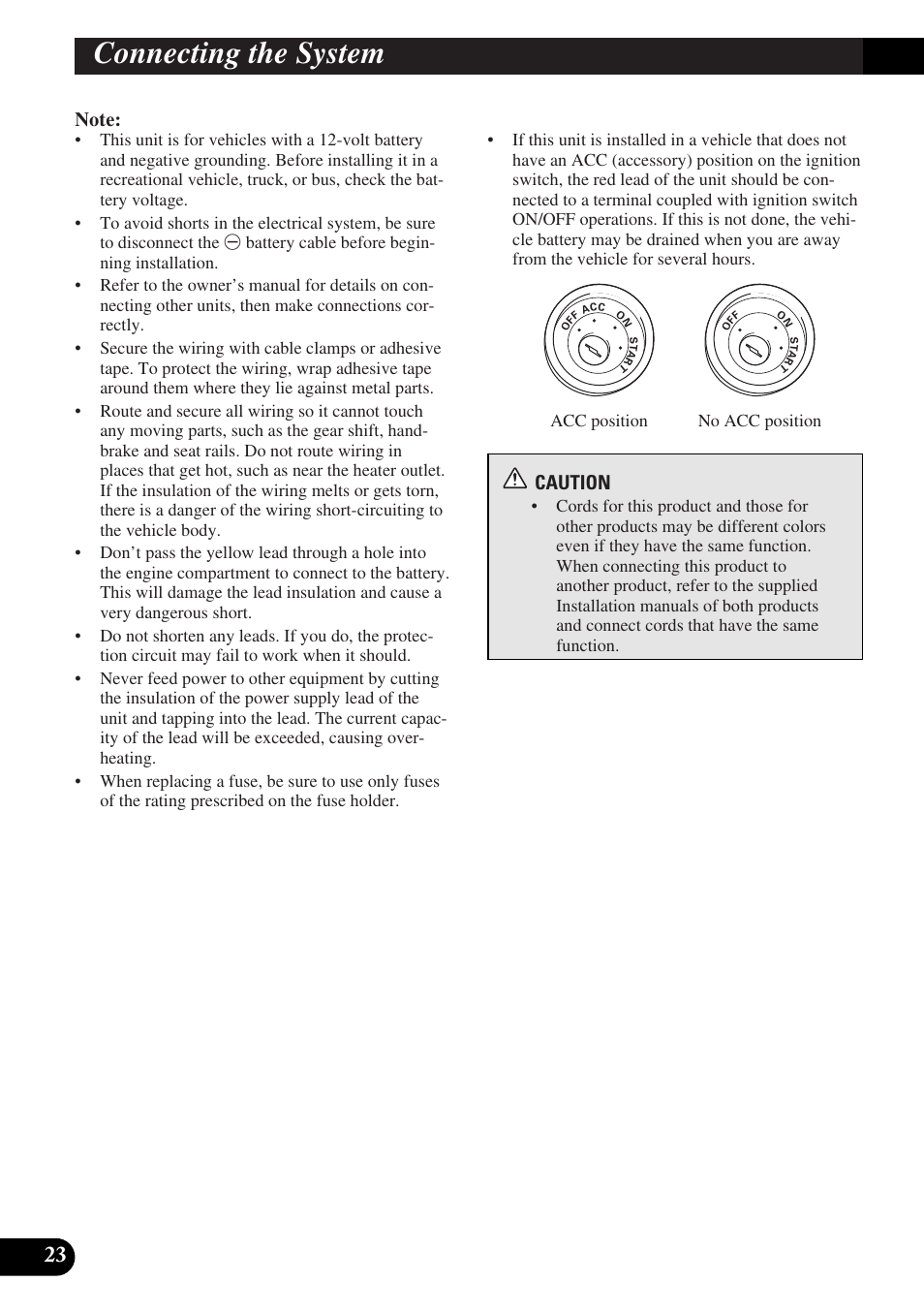 Connecting the system, Caution | Pioneer AVD-W6010 User Manual | Page 24 / 112
