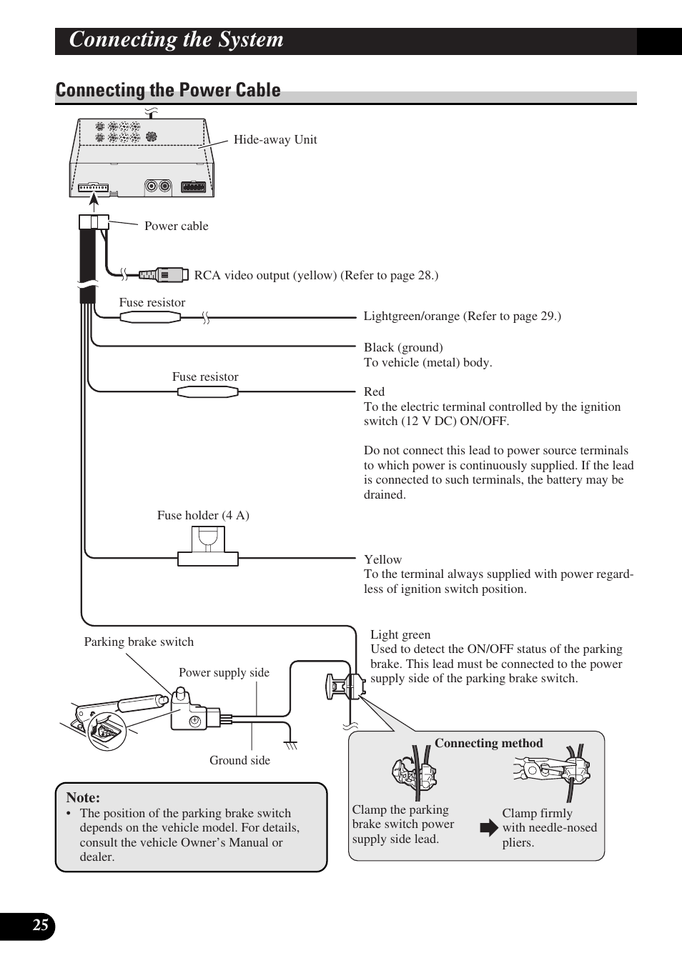 Connecting the power cable, Connecting the system | Pioneer AVD-W6010 User Manual | Page 26 / 112