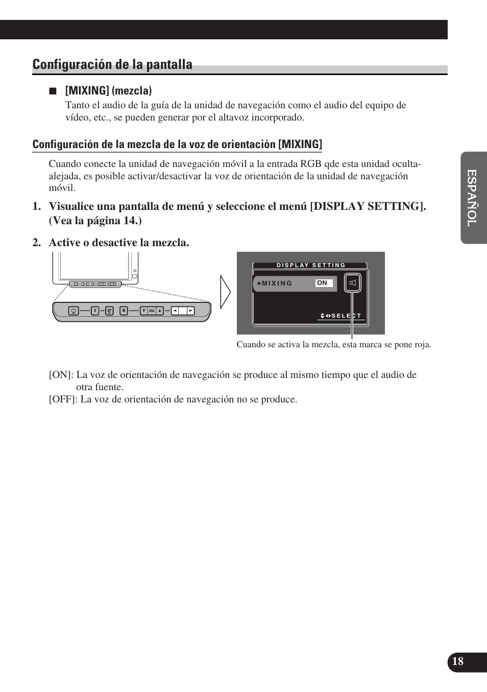 Configuración de la pantalla | Pioneer AVD-W6010 User Manual | Page 55 / 112