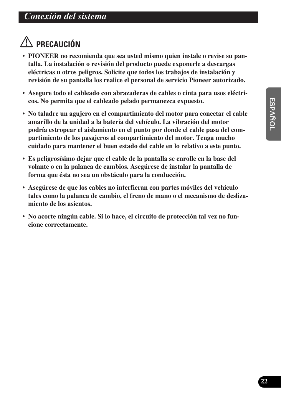 Conexión del sistema, Precaución | Pioneer AVD-W6010 User Manual | Page 59 / 112