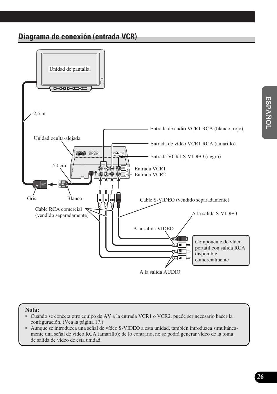 Diagrama de conexión (entrada vcr) | Pioneer AVD-W6010 User Manual | Page 63 / 112