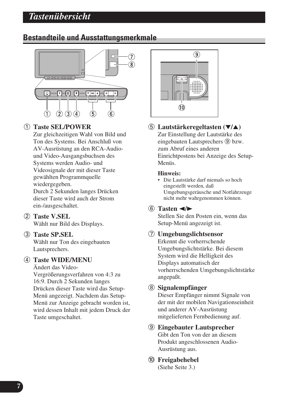 Tastenübersicht, Bestandteile und ausstattungsmerkmale | Pioneer AVD-W6010 User Manual | Page 80 / 112