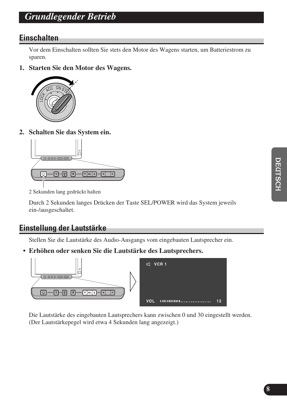 Grundlegender betrieb, Einschalten einstellung der lautstärke, Einschalten | Einstellung der lautstärke | Pioneer AVD-W6010 User Manual | Page 81 / 112