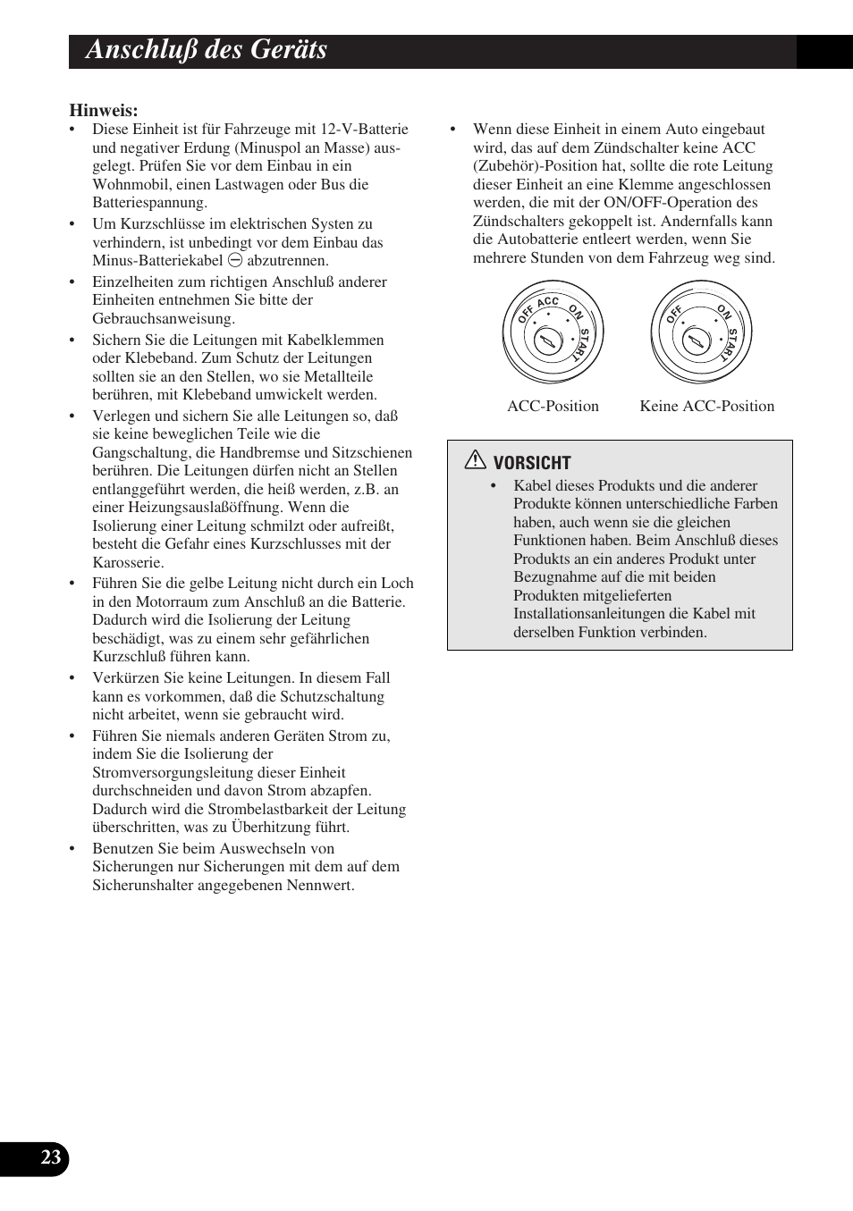 Anschluß des geräts, Hinweis, Vorsicht | Pioneer AVD-W6010 User Manual | Page 96 / 112