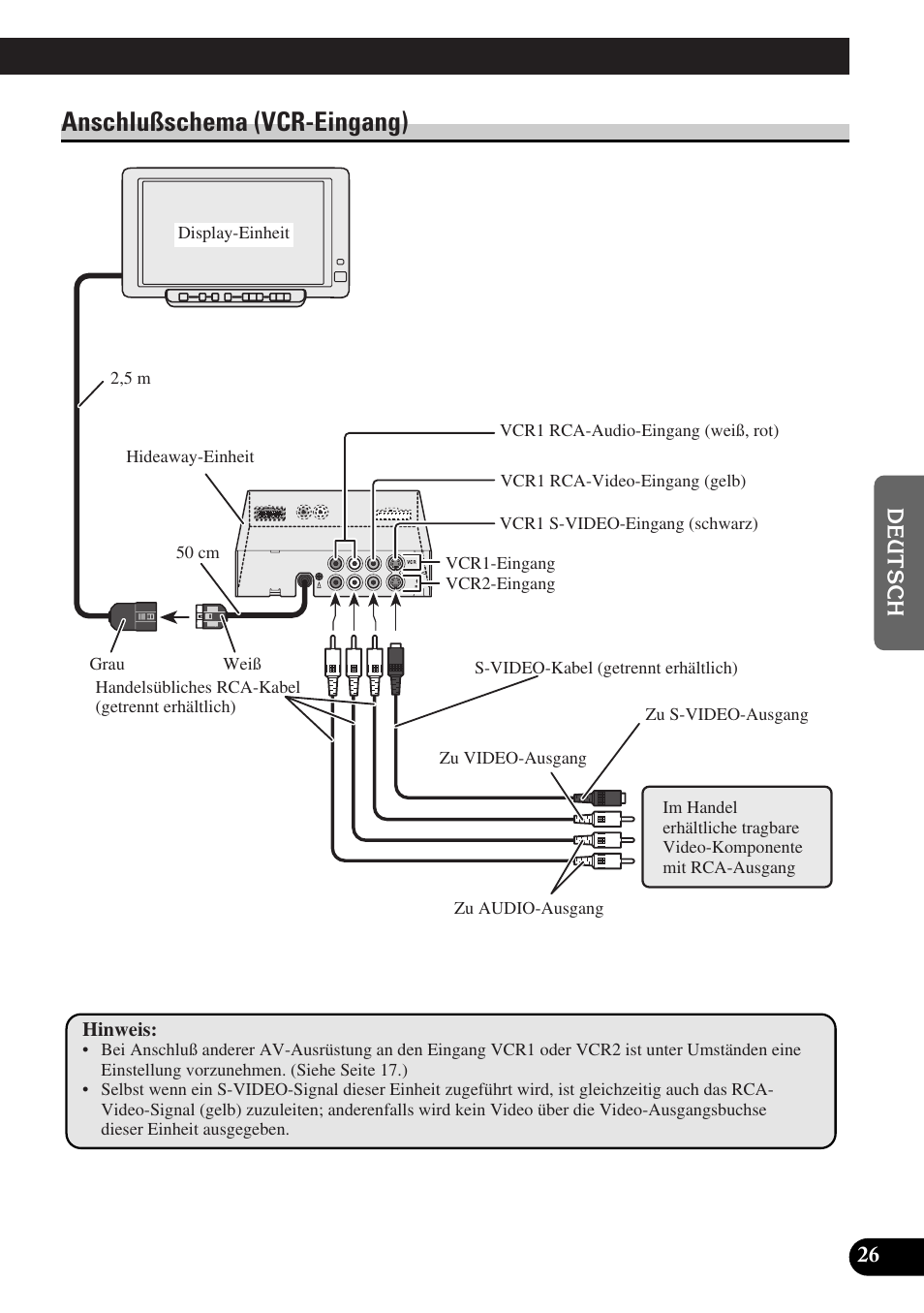 Anschlußschema (vcr-eingang) | Pioneer AVD-W6010 User Manual | Page 99 / 112