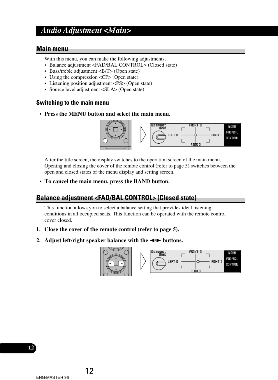 Audio adjustment <main | Pioneer RS-D7R User Manual | Page 12 / 64