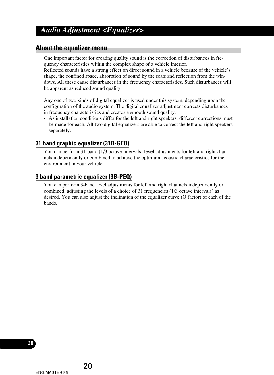 Audio adjustment <equalizer | Pioneer RS-D7R User Manual | Page 20 / 64