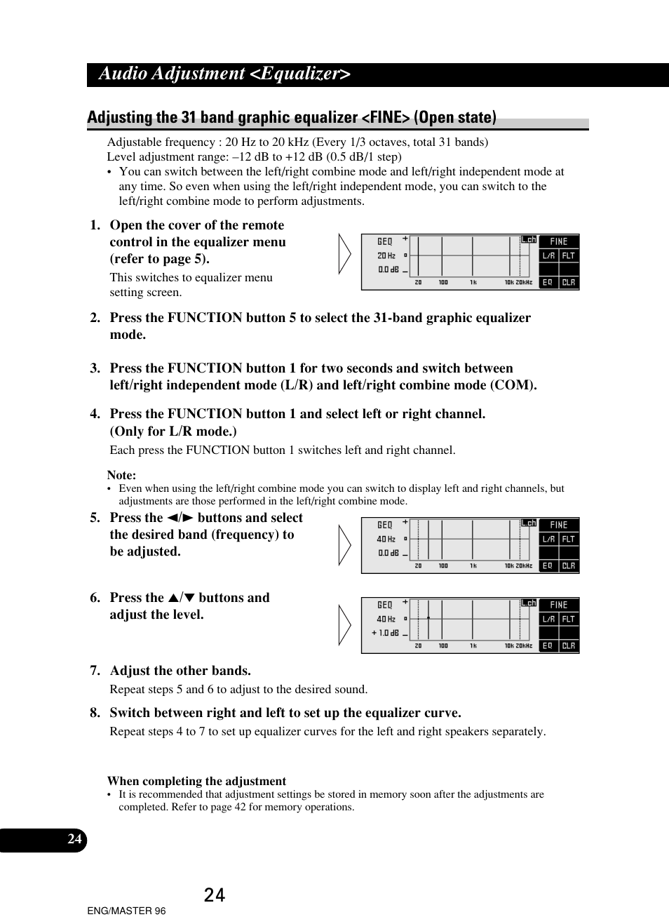 Audio adjustment <equalizer | Pioneer RS-D7R User Manual | Page 24 / 64