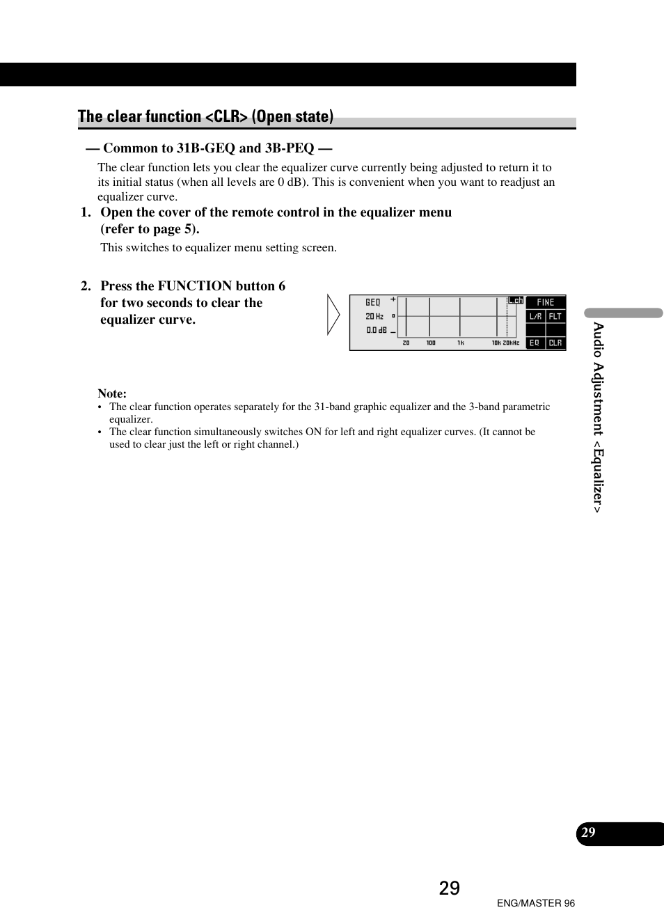 The clear function <clr> (open state) | Pioneer RS-D7R User Manual | Page 29 / 64